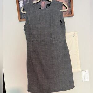 Banana Republic Gray Checkered Midi Dress